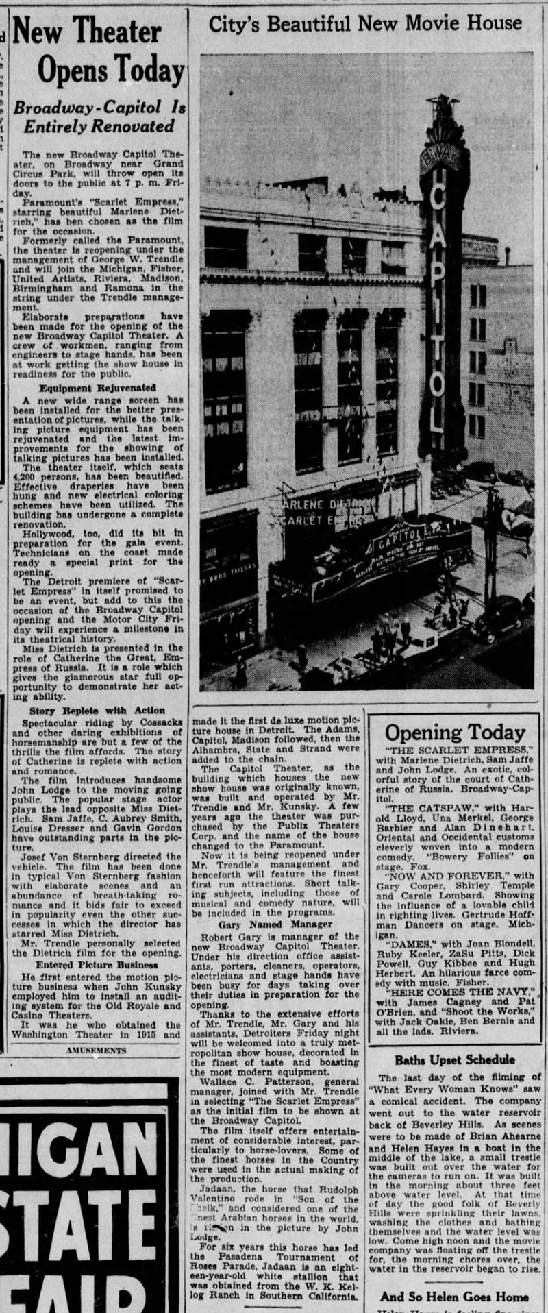 Detroit Opera House - Aug 1934 (newer photo)